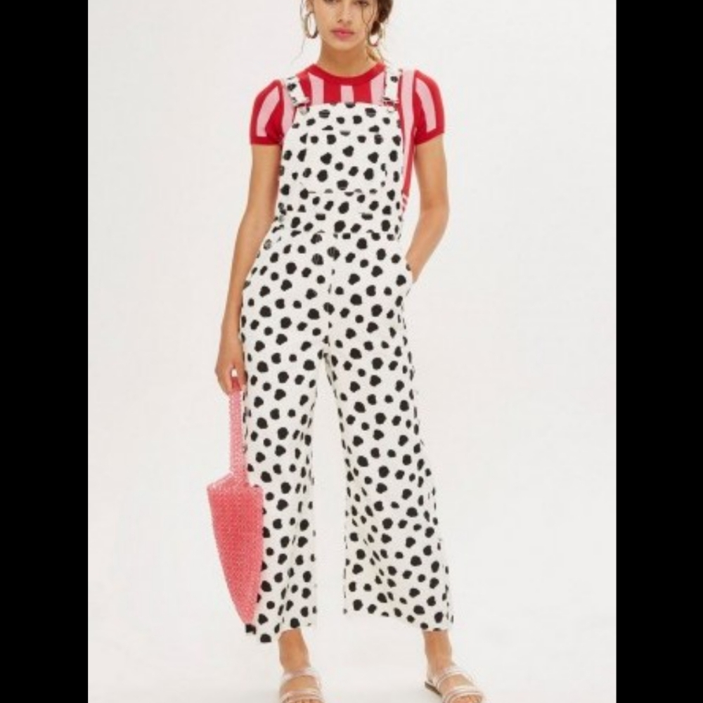 Topshop spotted dalmation print overalls